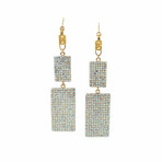 24K Gold Plated Brass + 14K Gold + Crystal Dangle Earrings // Store Display