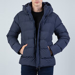 Callan Hooded Puffer Coat // Navy (XL)