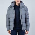 Hooded Puffer Coat // Gray (XL)
