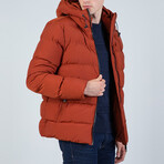 Leighton Hooded Puffer Coat // Brick (M)