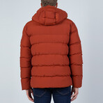 Leighton Hooded Puffer Coat // Brick (L)