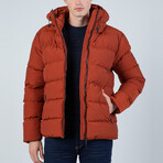 Leighton Hooded Puffer Coat // Brick (3XL)