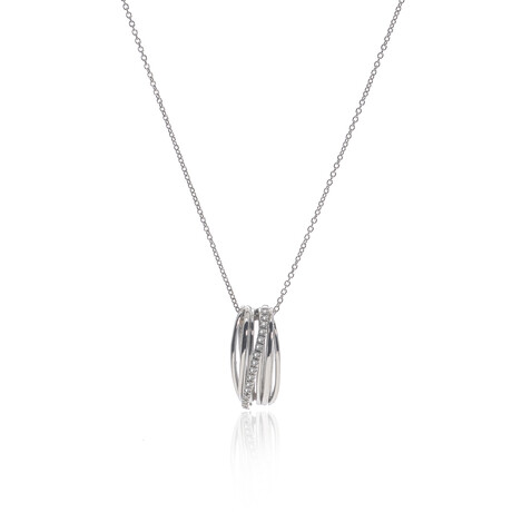 18k White Gold Diamond 7-Band Pendant Necklace // 16" // Store Display