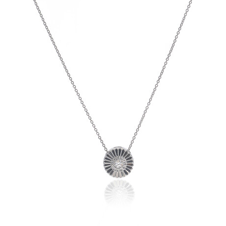 18k White Gold Diamond Daisy Pendant Necklace // 16" // Store Display