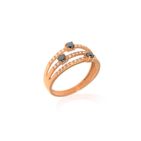 18k Rose Gold Black + White Diamond Ring // Ring Size: 6.25 // Store Display