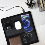 NYTSTND TRIO TRAY MagSafe Compatible Wireless Charging Station // Black Top (Midnight Black Base)