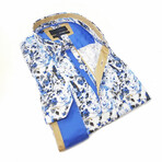 Blue Flower Print Shirt // Blue (M)