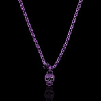 Antique + Polished Stainless Steel Small Skull Necklace // 24"