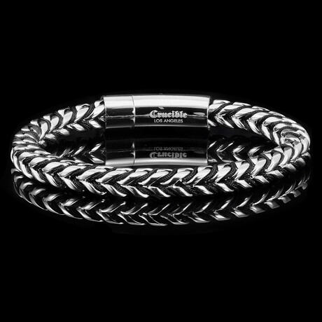Stainless Steel Franco Chain + Nylon Cord Bracelet // 8mm (Silver)