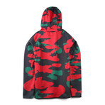 Dylan Zip-Up Hoodie // Black + Red + Green Camo (Small)