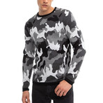Calvin Knit Crewneck Pullover Sweater // Black + White Camo (Small)