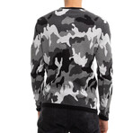 Calvin Knit Crewneck Pullover Sweater // Black + White Camo (Small)