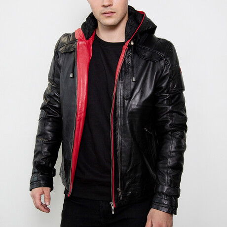 Red Hood Limited Edition Leather Jacket // Black + Red (XS)