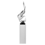 Flame Floor Sculpture + Stand (Chrome + White)