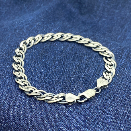 Sterling Silver Layered Link Chain Bracelet // 7.5mm (7.5" // 11.7g)