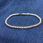 Sterling Silver Box Link Chain Bracelet // 7.5" // 3mm