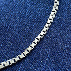 Sterling Silver Box Link Chain Bracelet // 7.5" // 3mm
