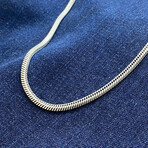 Sterling Silver Square Snake Link Chain Necklace // 20" // 3mm