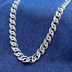 Sterling Silver Layered Link Chain Necklace // 20" // 7.5mm