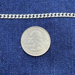 Sterling Silver Flat Cuban Link Chain Bracelet // 7.5" // 3.5mm