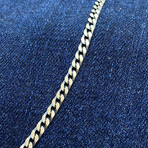 Sterling Silver Flat Cuban Link Chain Bracelet // 7.5" // 3.5mm