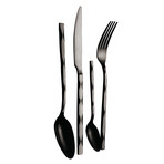 24-Piece Stainless Steel Mirror Finish Cutlery Set // Black