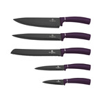 6-Piece Knife Set // Magnetic Holder // Purple