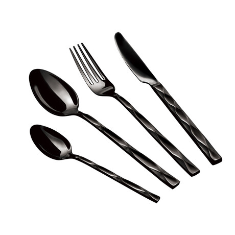 24-Piece Stainless Steel Mirror Finish Cutlery Set // Black