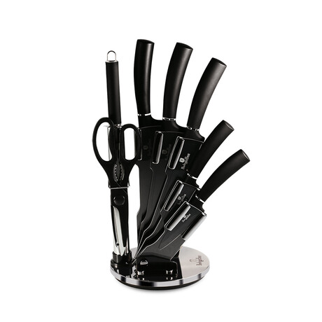 8-Piece Knife Set // Acrylic Stand // Black + Black