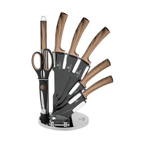 8-Piece Knife Set // Matte Black + Maple