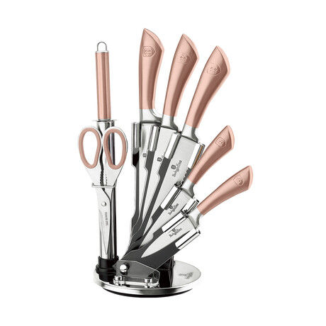8-Piece Knife Set // Acrylic Stand // Rose Gold