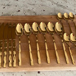 24-Piece Stainless Steel Satin Finish Cutlery Set // Gold