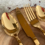24-Piece Stainless Steel Satin Finish Cutlery Set // Gold