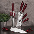 8-Piece Knife Set // Acrylic Stand // Burgundy