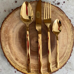 24-Piece Stainless Steel Satin Finish Cutlery Set // Gold