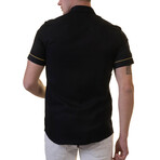 Axel Short Sleeve Button-Up Shirt // Black + Yellow (L)