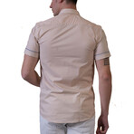 European Premium Quality Short Sleeve Shirt // Solid Cream Paisley (3XL)