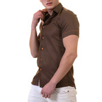Maverick Short Sleeve Button-Up Shirt // Brown + Orange (2XL)