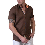 Maverick Short Sleeve Button-Up Shirt // Brown + Orange (2XL)