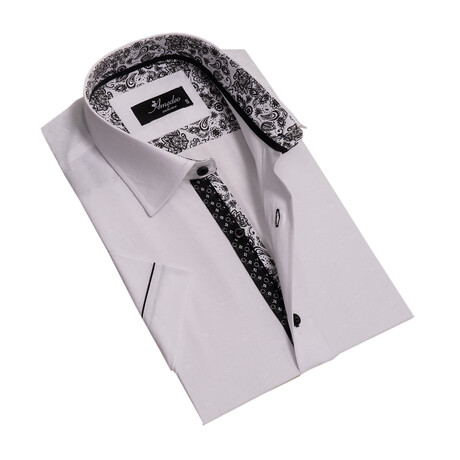 European Premium Quality Short Sleeve Shirt // Solid White + Black & White (S)