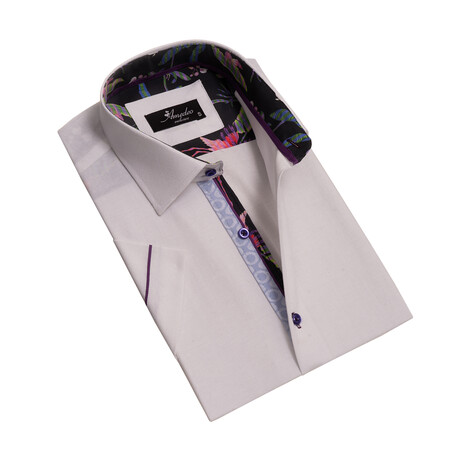 European Premium Quality Short Sleeve Shirt // Solid White + Multicolor (S)