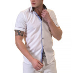 European Premium Quality Short Sleeve Shirt // Solid White + Multicolor (3XL)