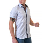 Carson Short Sleeve Button-Up Shirt // Light Blue + Black (M)