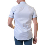Carson Short Sleeve Button-Up Shirt // Light Blue + Black (4XL)