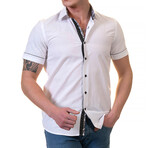 European Premium Quality Short Sleeve Shirt // Solid White + Black & White (2XL)