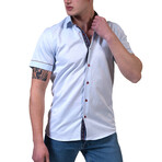Carson Short Sleeve Button-Up Shirt // Light Blue + Black (2XL)