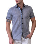 Frank Short Sleeve Button-Up Shirt // Denim Blue (L)