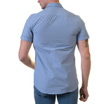 European Premium Quality Short Sleeve Shirt // Blue Checkered + Brown Paisley (S)