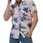 Collin Short Sleeve Button-Up Shirt // Ecru + Blue (XL)