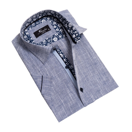 Frank Short Sleeve Button-Up Shirt // Denim Blue (L)